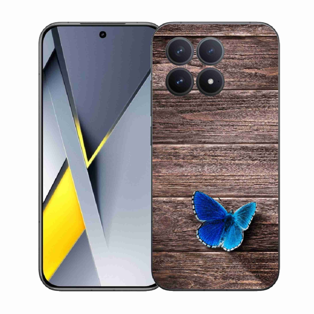 Gélový kryt mmCase na Xiaomi Poco F8 Pro - modrý motýľ 1