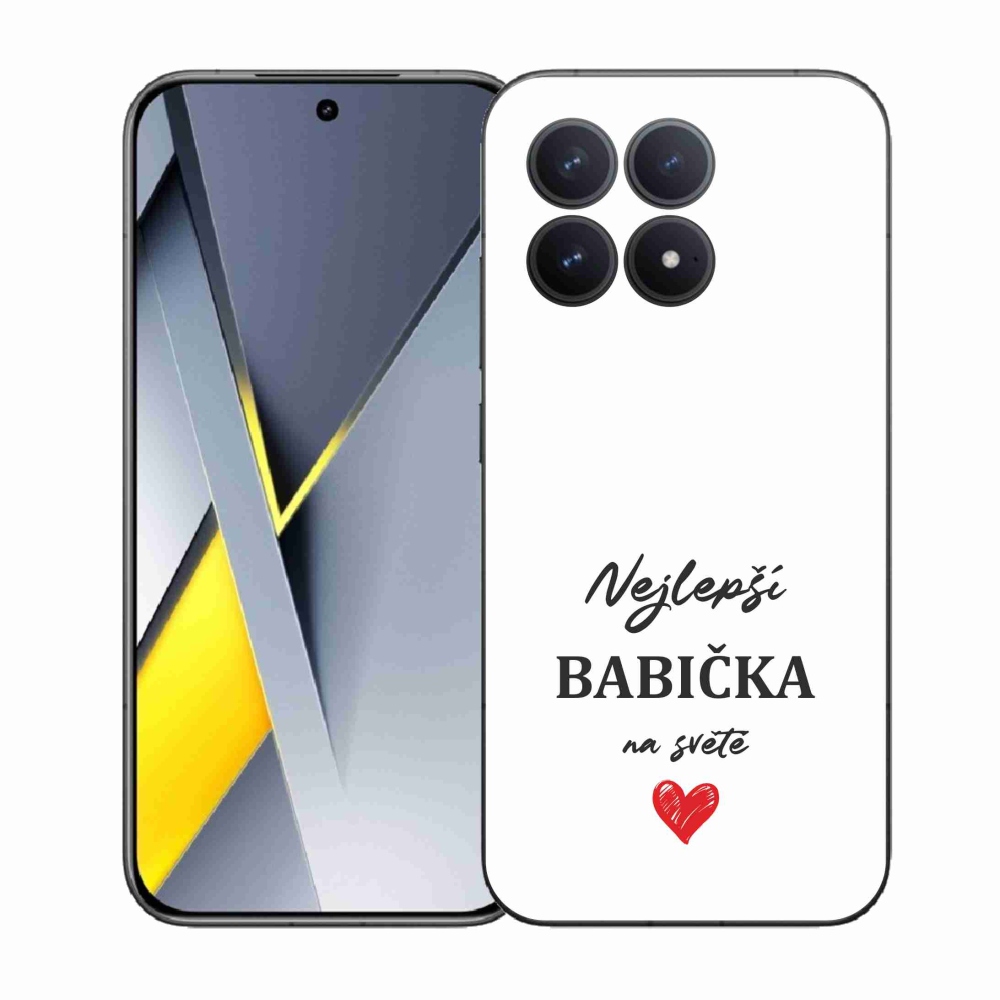Gélový kryt mmCase na Xiaomi Poco F8 Pro - najlepšia babička 1 biele pozadie