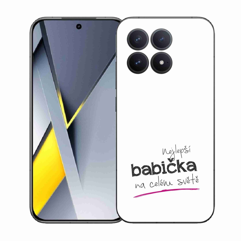 Gélový kryt mmCase na Xiaomi Poco F8 Pro - najlepšia babička 4 biele pozadie