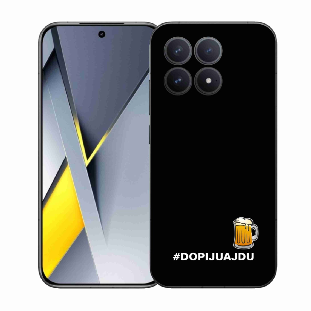 Gélový kryt mmCase na Xiaomi Poco F8 Pro - pivný motív 1 čierne pozadie