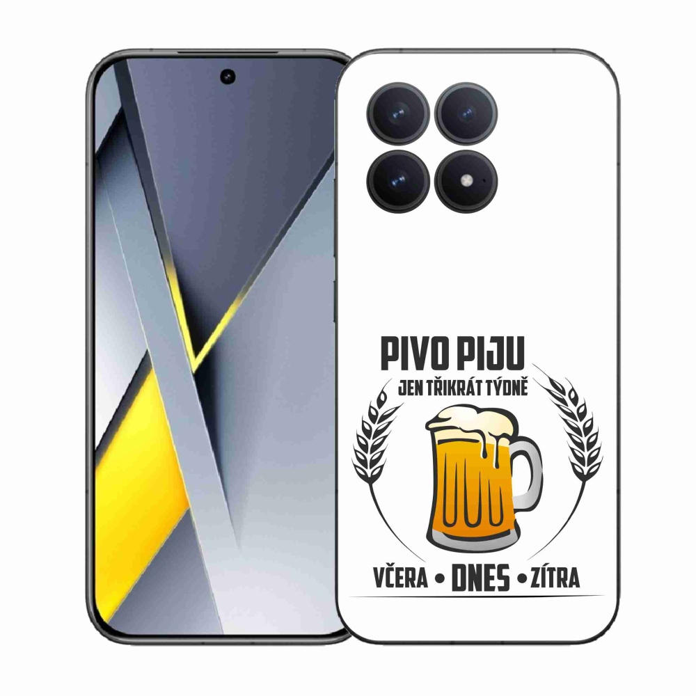 Gélový kryt mmCase na Xiaomi Poco F8 Pro - pivný motív biele pozadie