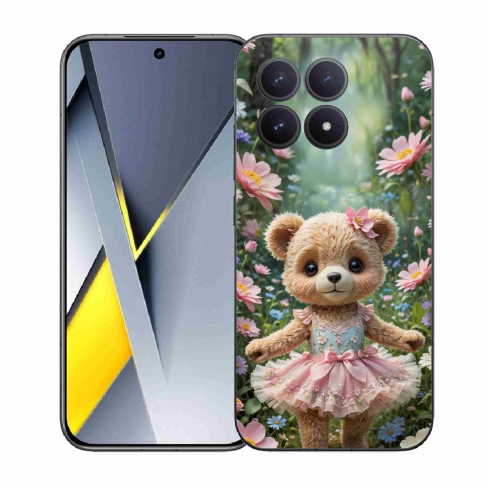Gélový kryt mmCase na Xiaomi Poco F8 Pro - roztomilý medvedík v kvetoch
