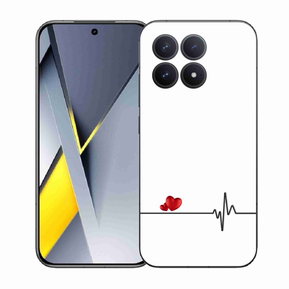 Gélový kryt mmCase na Xiaomi Poco F8 Pro - srdce a tep biele pozadie