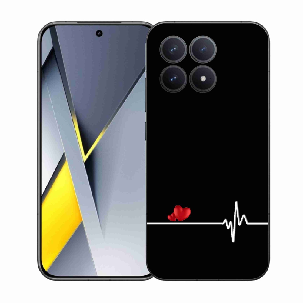 Gélový kryt mmCase na Xiaomi Poco F8 Pro - srdce a tep čierne pozadie