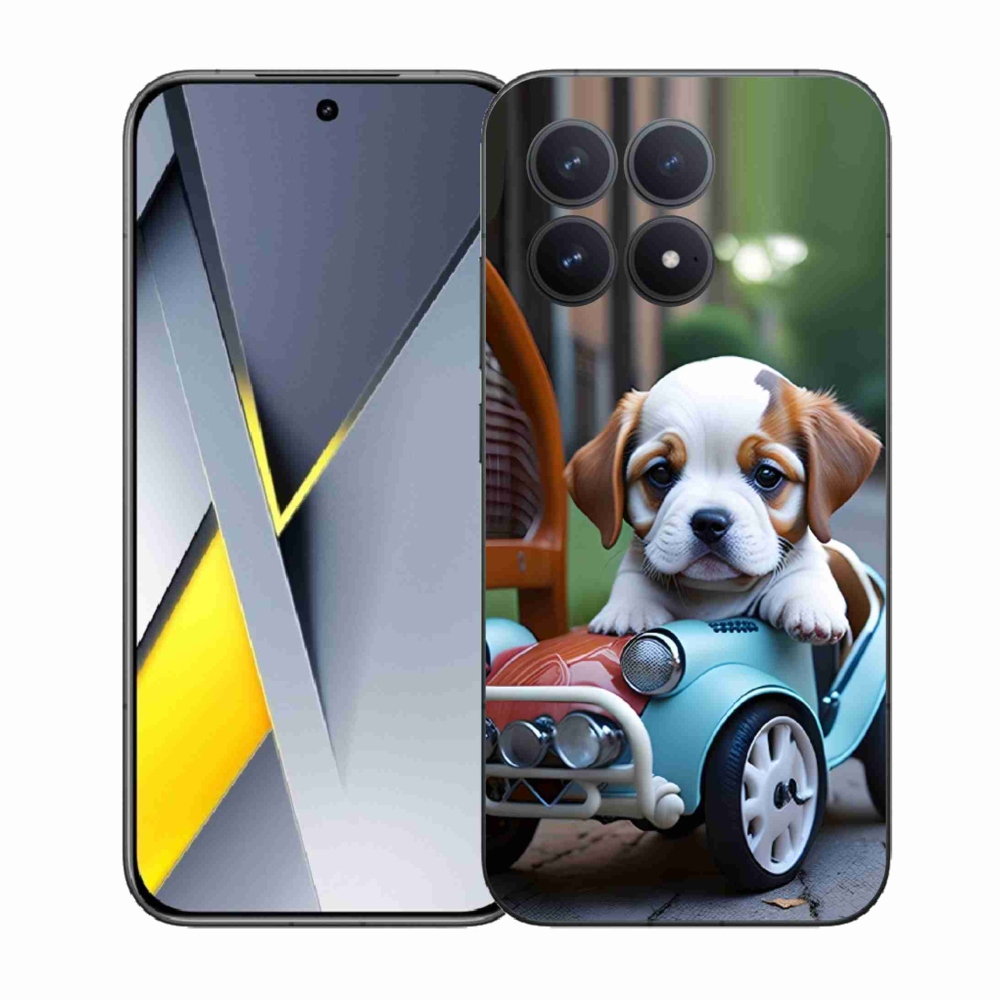 Gélový kryt mmCase na Xiaomi Poco F8 Pro - šteňa v retro aute