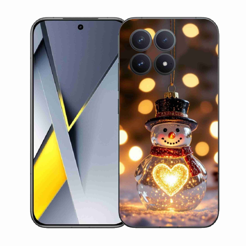 Gélový kryt mmCase na Xiaomi Poco F8 Pro - svietiaci vianočný snehuliak