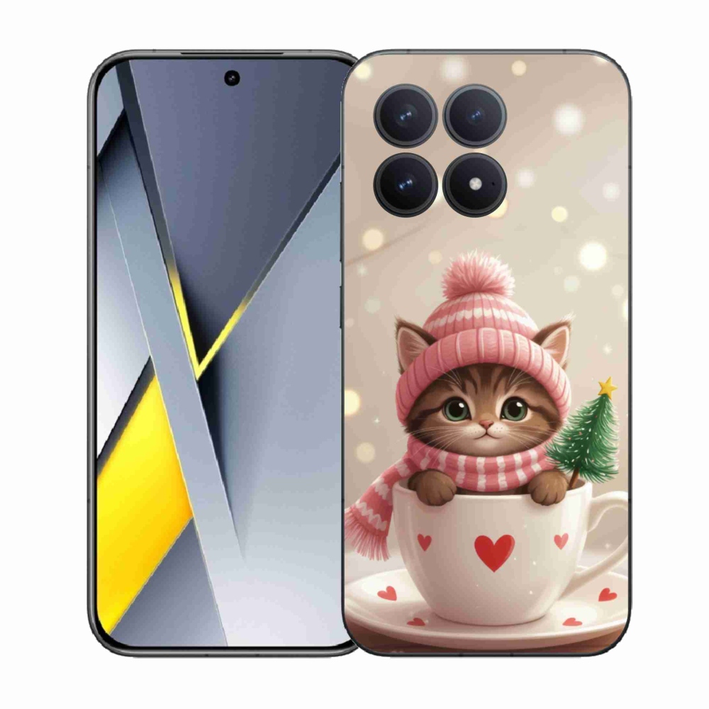 Gélový kryt mmCase na Xiaomi Poco F8 Pro - vianočné mačiatko v hrnčeku