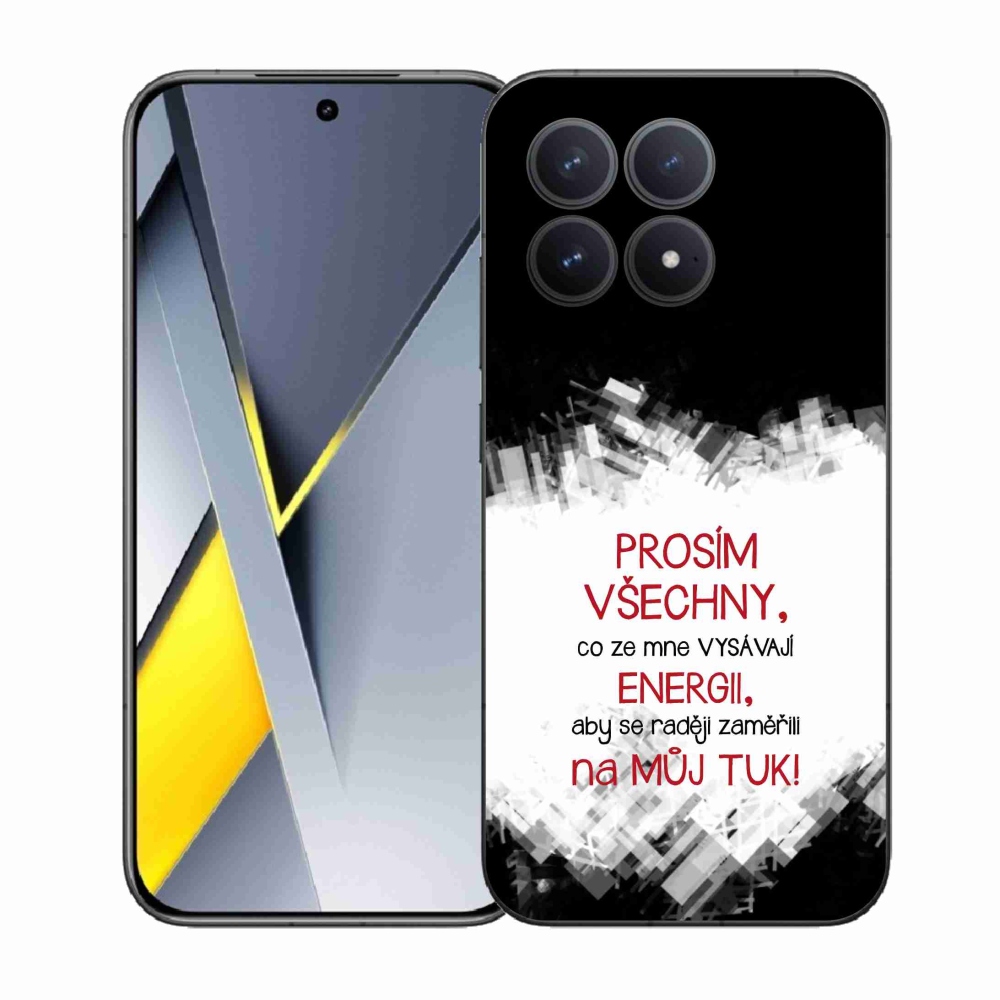 Gélový kryt mmCase na Xiaomi Poco F8 Pro - vtipný text 1 červený