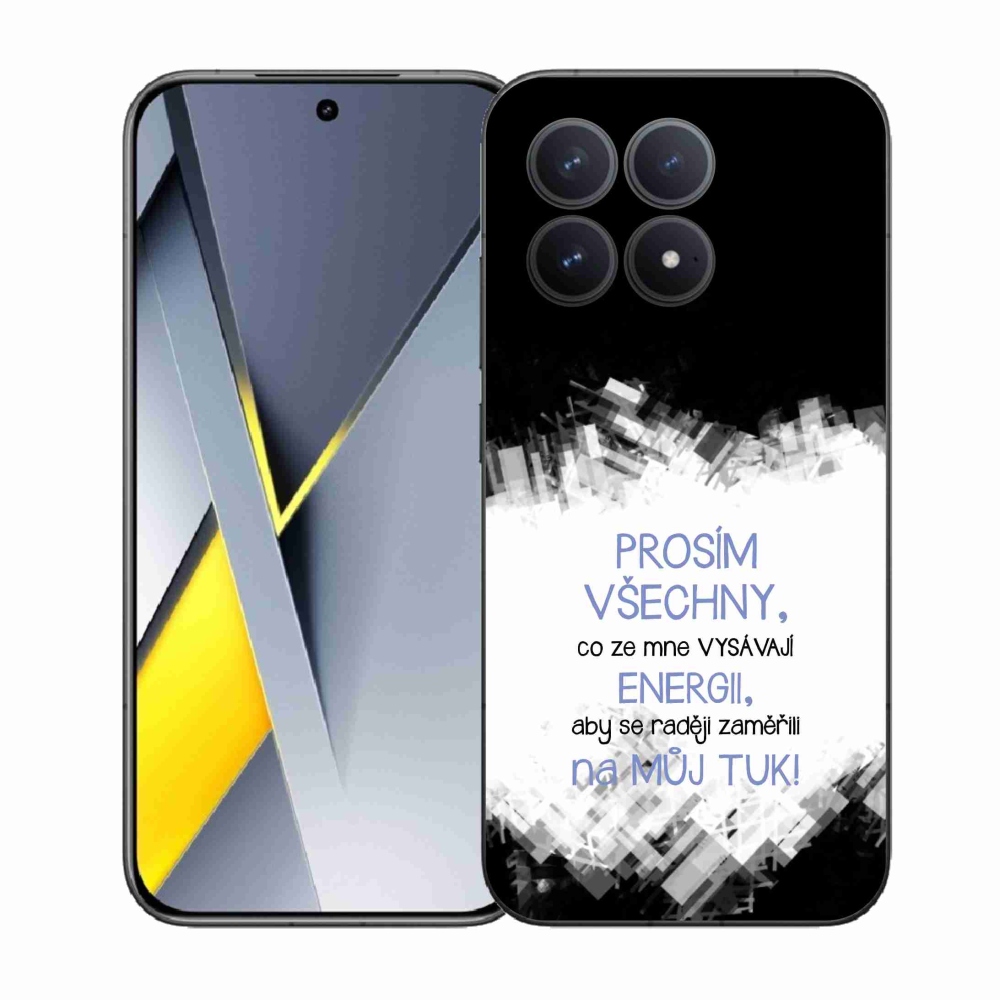 Gélový kryt mmCase na Xiaomi Poco F8 Pro - vtipný text 1 modrý