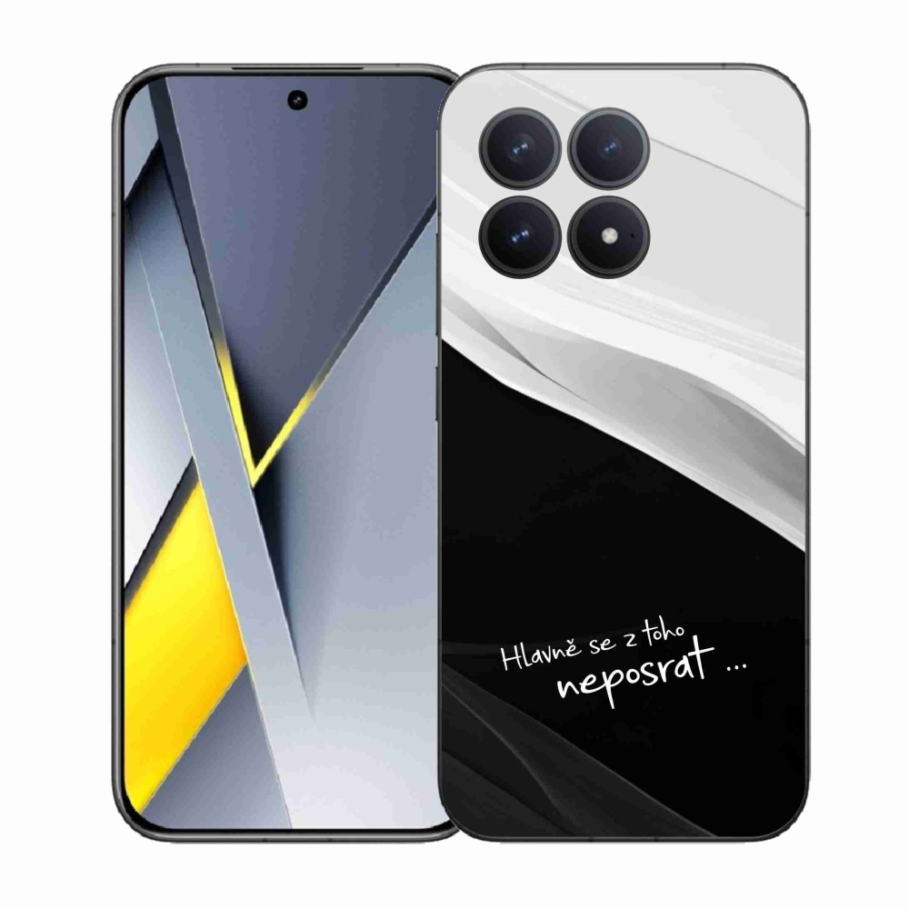 Gélový kryt mmCase na Xiaomi Poco F8 Pro - vtipný text 13 čiernobiele pozadie