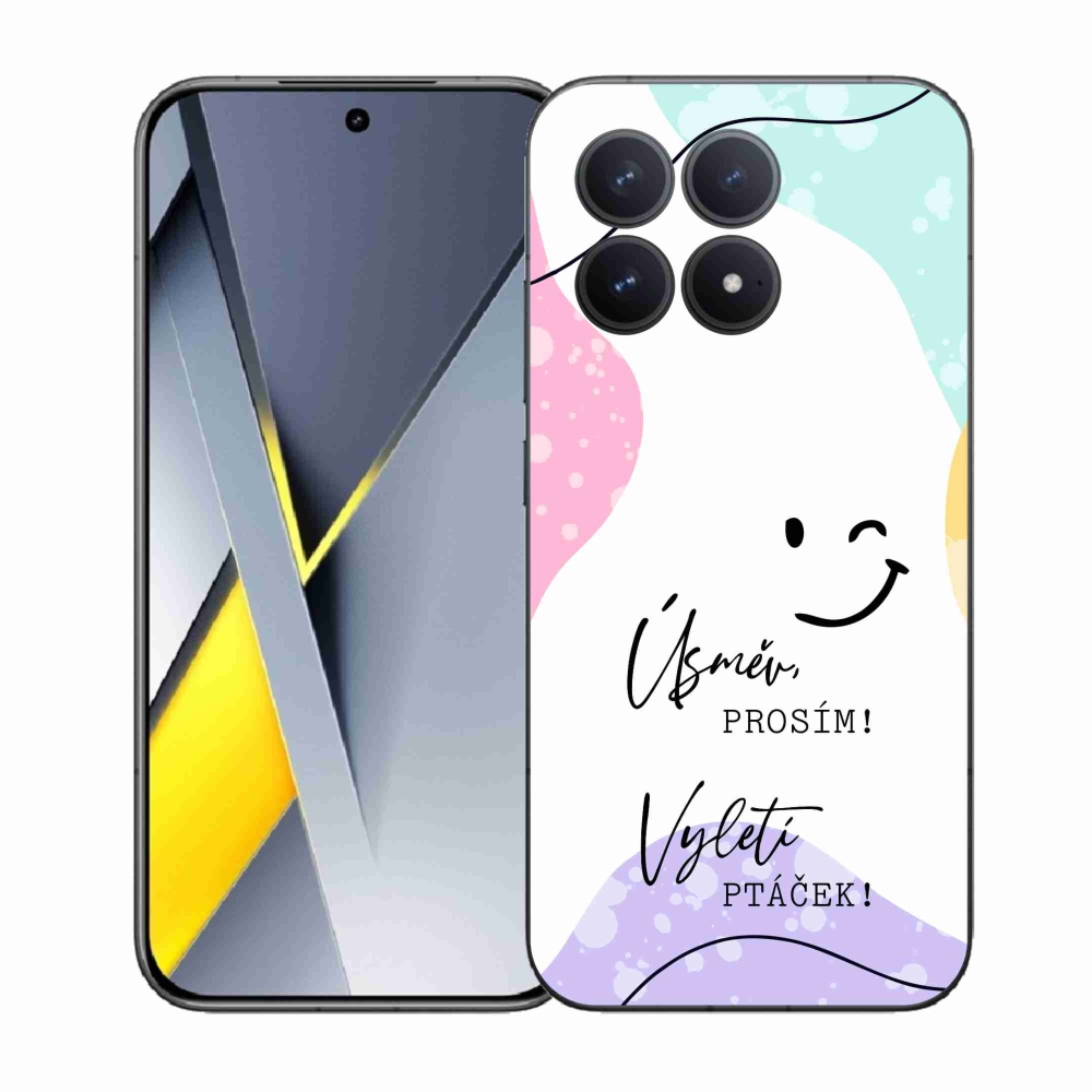 Gélový kryt mmCase na Xiaomi Poco F8 Pro - vtipný text 4 biele pozadie