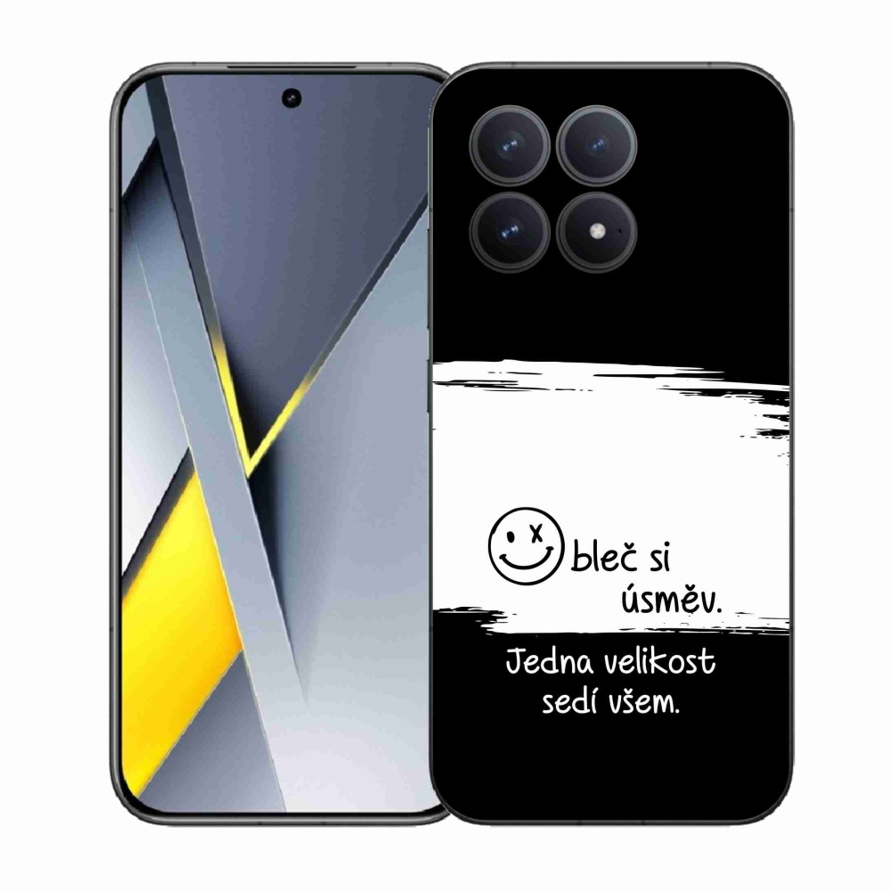 Gélový kryt mmCase na Xiaomi Poco F8 Pro - vtipný text 8 bieločierne pozadie