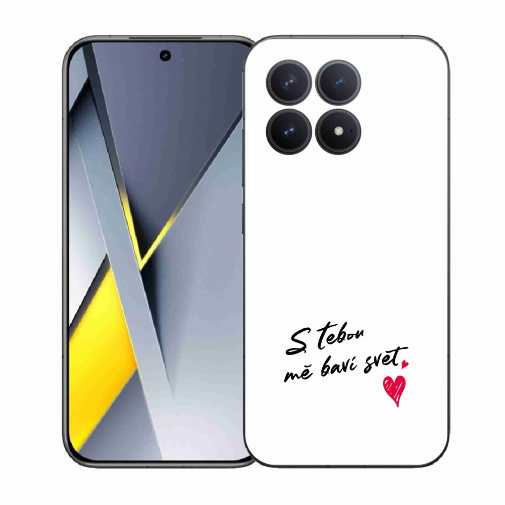 Gélový kryt mmCase na Xiaomi Poco F8 Pro - zamilovaný text 1 biele pozadie