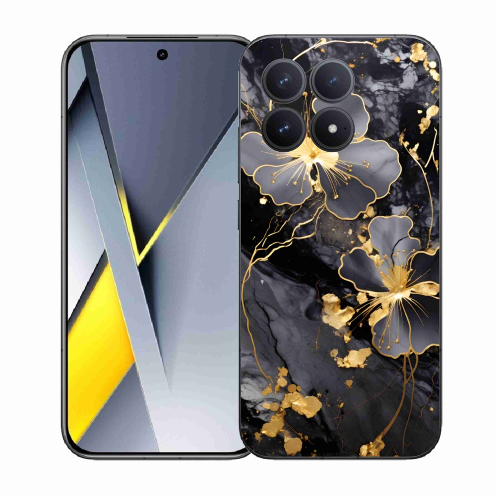 Gélový kryt mmCase na Xiaomi Poco F8 Pro - zlaté kvety