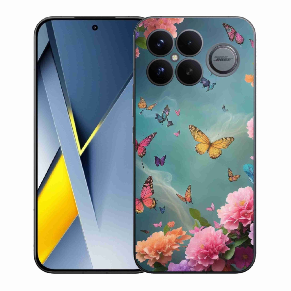 Gélový kryt mmCase na Xiaomi Poco F8 Ultra - farebné kvety a motýle