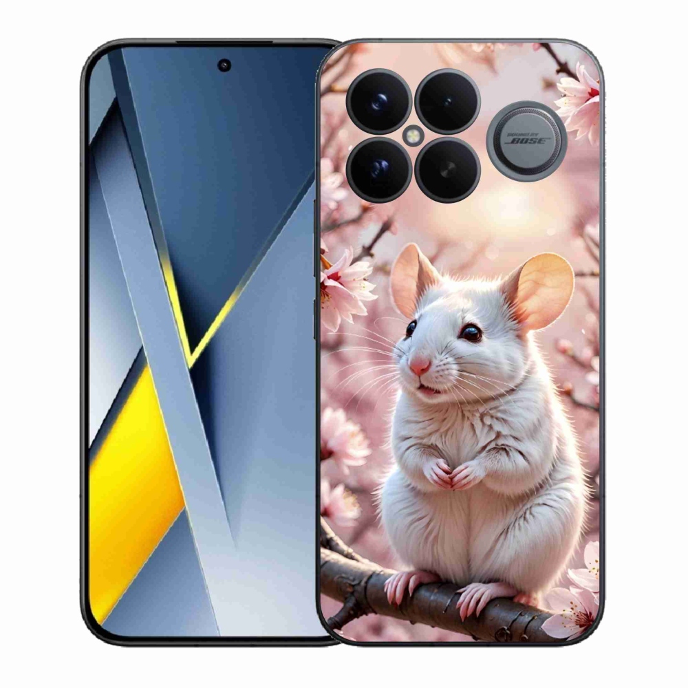 Gélový kryt mmCase na Xiaomi Poco F8 Ultra - biela myš na vetve