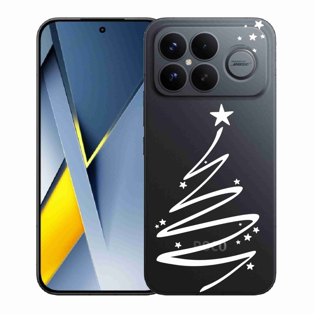 Gélový kryt mmCase na Xiaomi Poco F8 Ultra - biely stromček na priehľadnom pozadí