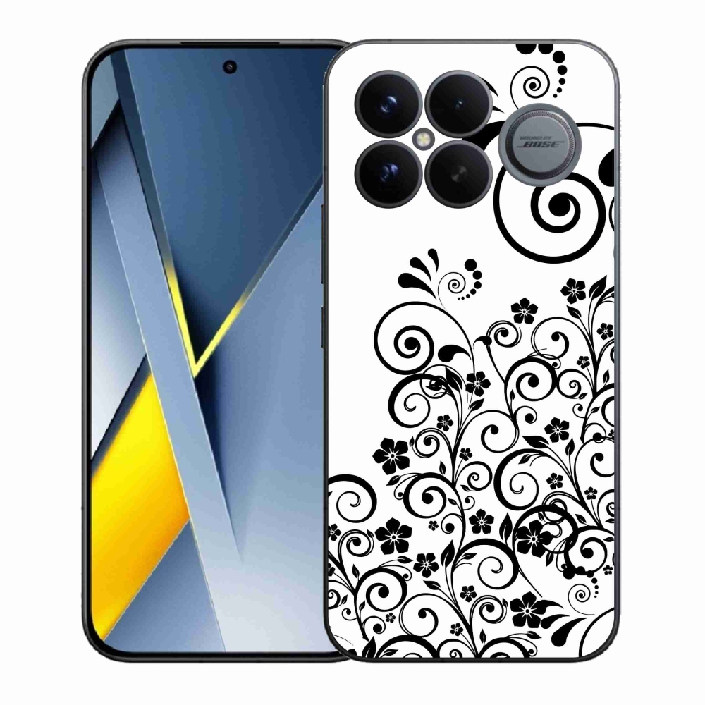 Gélový kryt mmCase na Xiaomi Poco F8 Ultra - čiernobiele kvetinové vzory