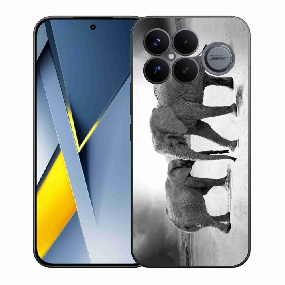 Gélový kryt mmCase na Xiaomi Poco F8 Ultra - čiernobieli slony