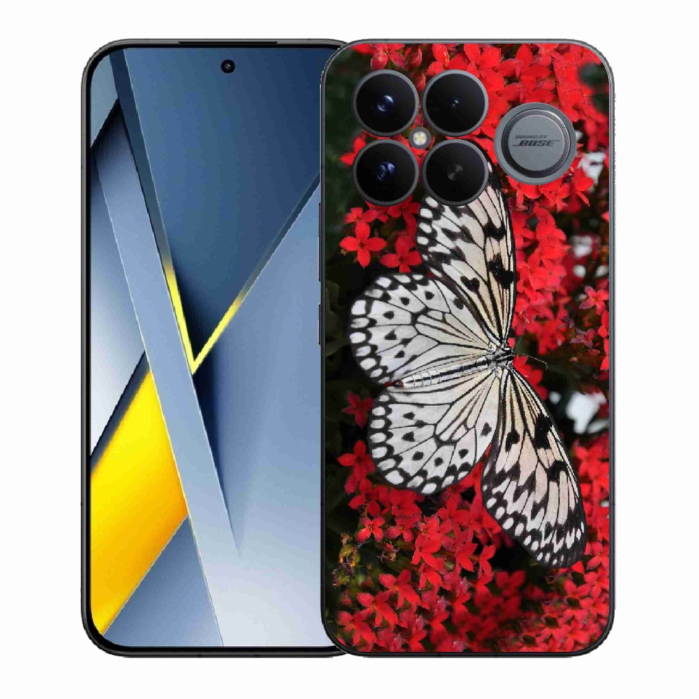 Gélový kryt mmCase na Xiaomi Poco F8 Ultra - čiernobiely motýľ 1