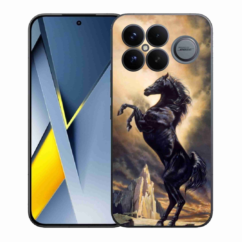 Gélový kryt mmCase na Xiaomi Poco F8 Ultra - čierny kreslený kôň