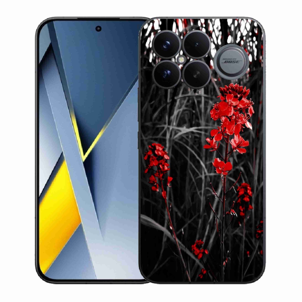 Gélový kryt mmCase na Xiaomi Poco F8 Ultra - červená rastlina