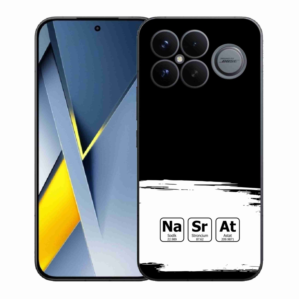 Gélový kryt mmCase na Xiaomi Poco F8 Ultra - chemické prvky bieločierne pozadie