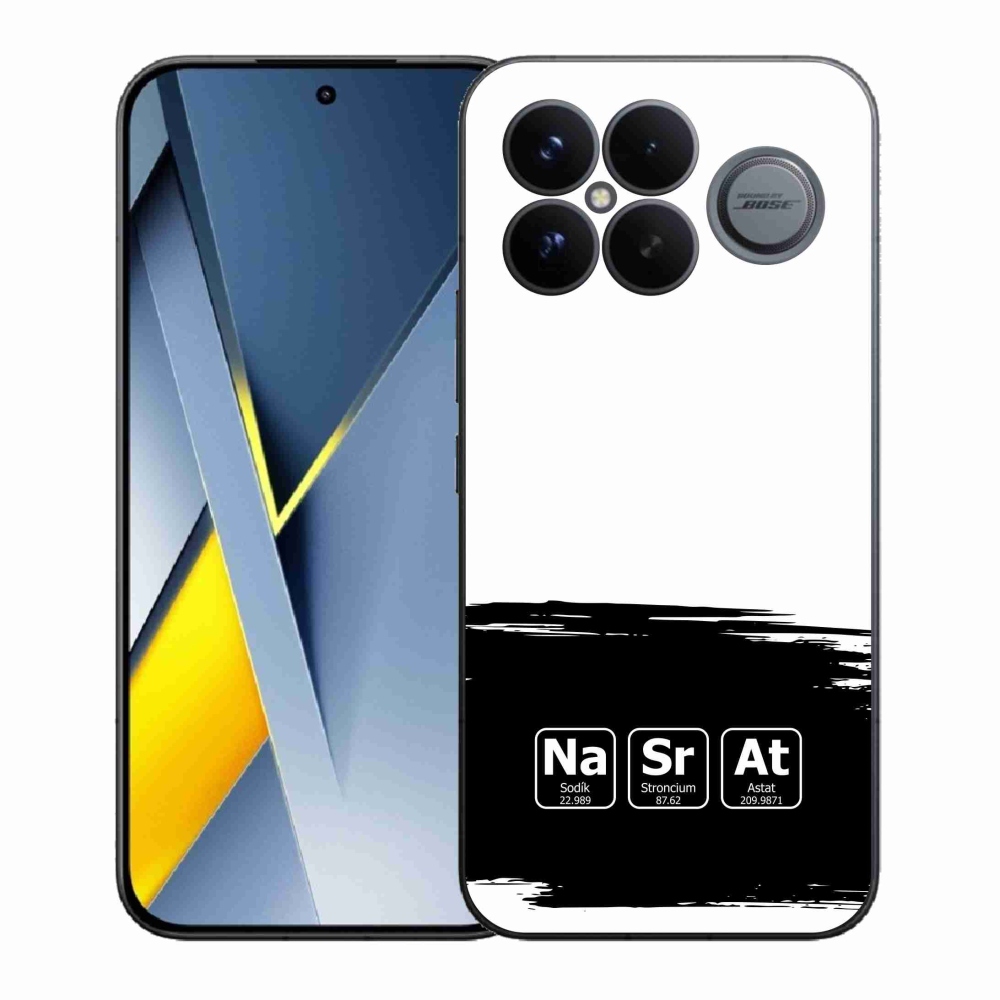 Gélový kryt mmCase na Xiaomi Poco F8 Ultra - chemické prvky čiernobiele pozadie