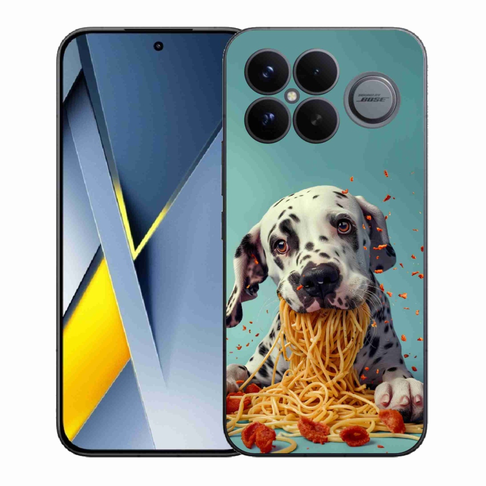 Gélový kryt mmCase na Xiaomi Poco F8 Ultra - dalmatín a špagety