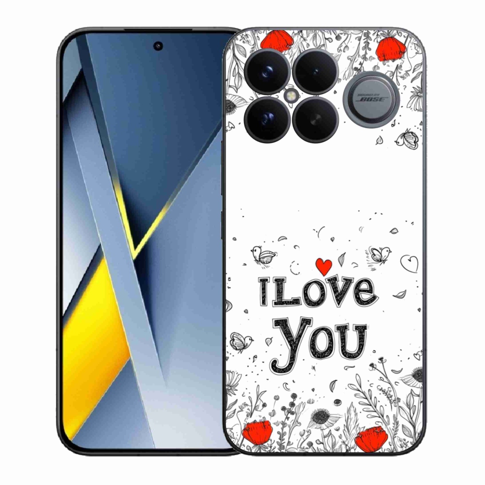 Gélový kryt mmCase na Xiaomi Poco F8 Ultra - I love you biele pozadie