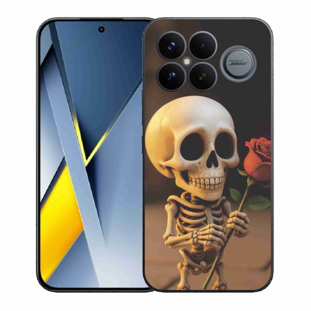 Gélový kryt mmCase na Xiaomi Poco F8 Ultra - kostlivec s ružou