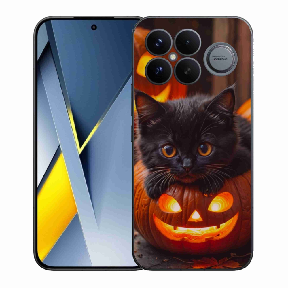 Gélový kryt mmCase na Xiaomi Poco F8 Ultra - mačiatko a tekvica