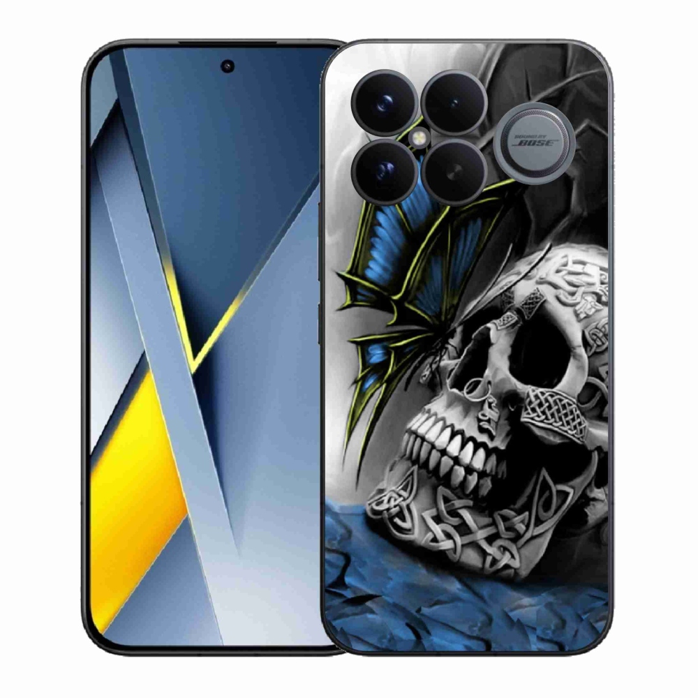 Gélový kryt mmCase na Xiaomi Poco F8 Ultra - motýľ a lebka