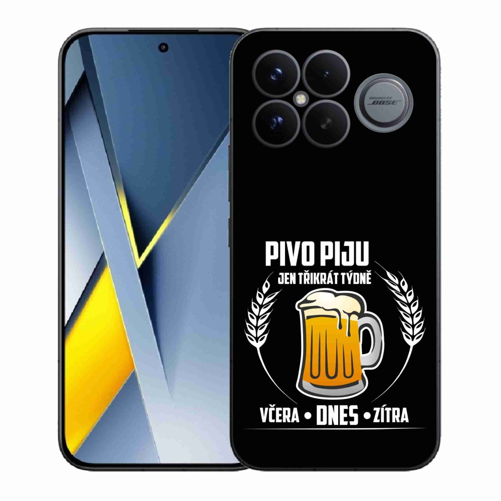 Gélový kryt mmCase na Xiaomi Poco F8 Ultra - pivný motív čierne pozadie