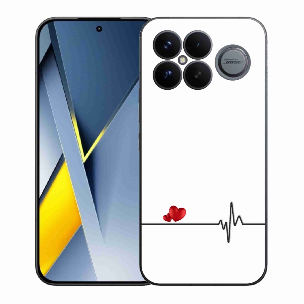 Gélový kryt mmCase na Xiaomi Poco F8 Ultra - srdce a tep biele pozadie