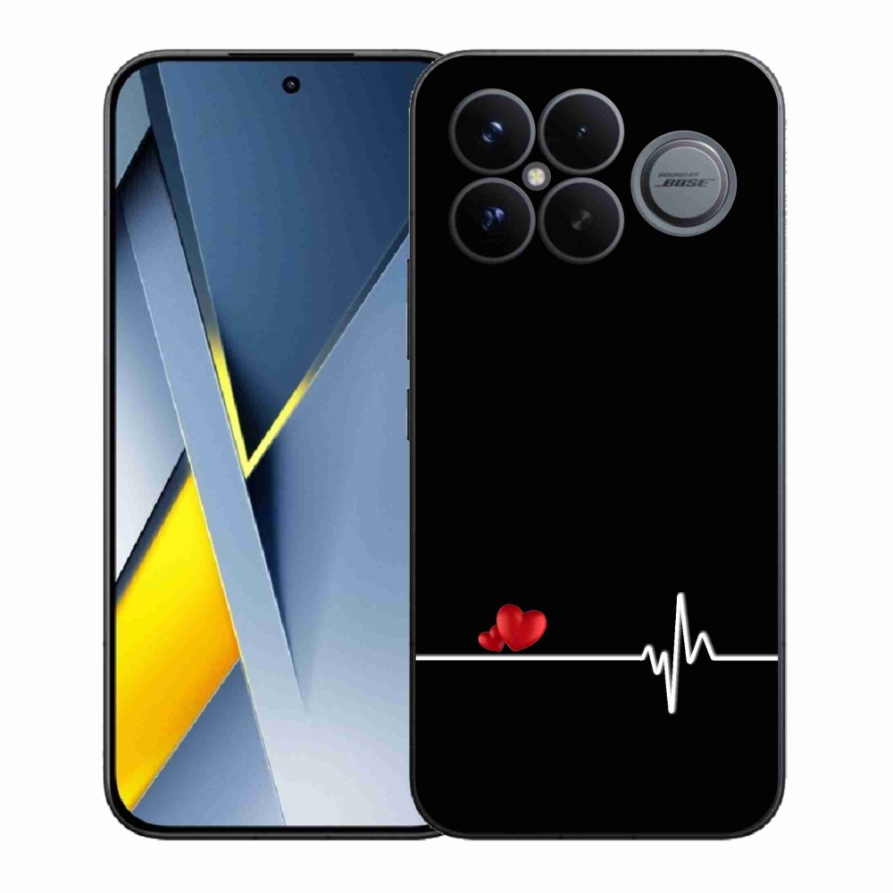 Gélový kryt mmCase na Xiaomi Poco F8 Ultra - srdce a tep čierne pozadie