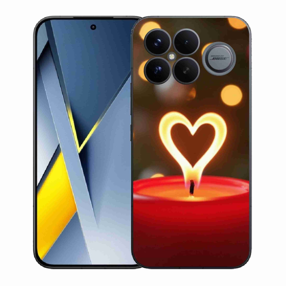 Gélový kryt mmCase na Xiaomi Poco F8 Ultra - srdce z plameňa