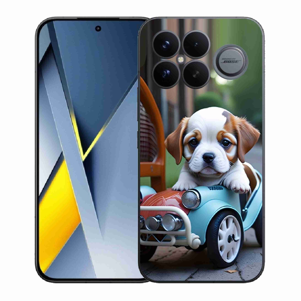 Gélový kryt mmCase na Xiaomi Poco F8 Ultra - šteňa v retro aute
