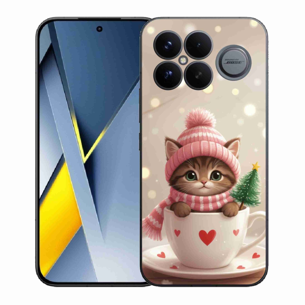 Gélový kryt mmCase na Xiaomi Poco F8 Ultra - vianočné mačiatko v hrnčeku