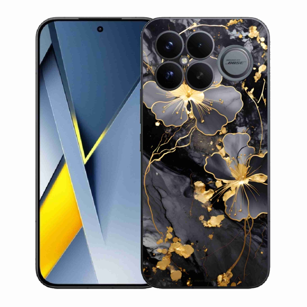 Gélový kryt mmCase na Xiaomi Poco F8 Ultra - zlaté kvety