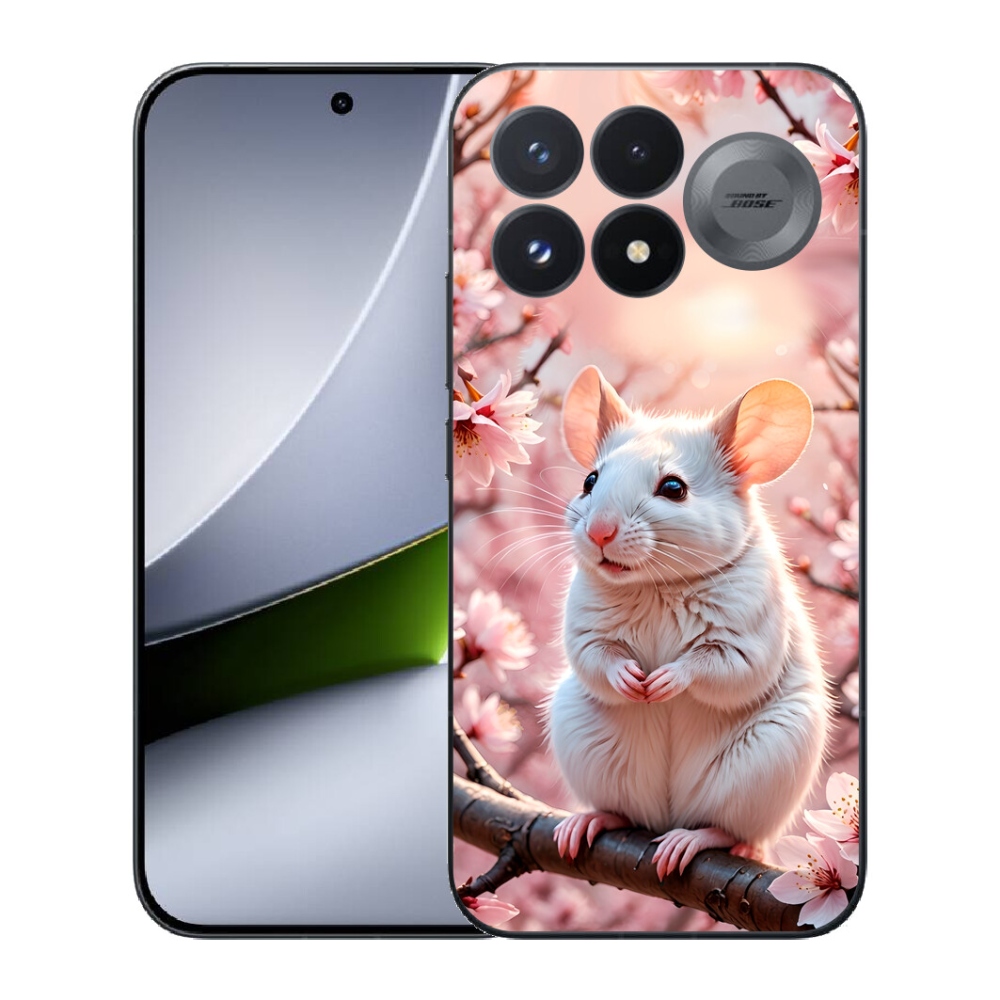 Gélový kryt mmCase na Xiaomi Poco F9 Pro 5G - biela myš na vetve