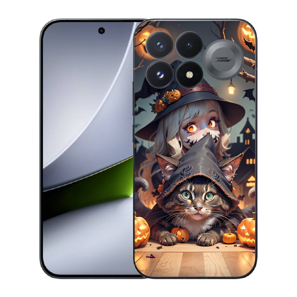 Gélový kryt mmCase na Xiaomi Poco F9 Pro 5G - čarodejnica s mačkou
