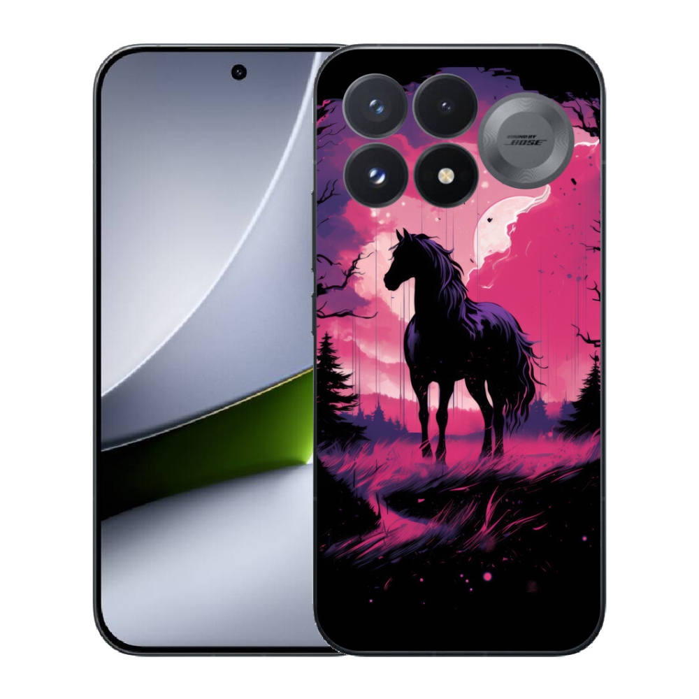 Gélový kryt mmCase na Xiaomi Poco F9 Pro 5G - čierny kreslený kôň 1