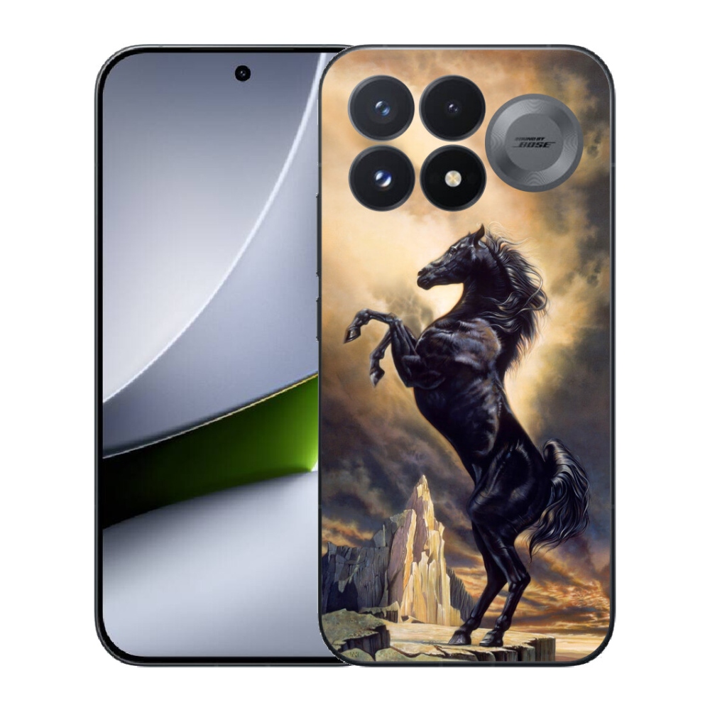 Gélový kryt mmCase na Xiaomi Poco F9 Pro 5G - čierny kreslený kôň