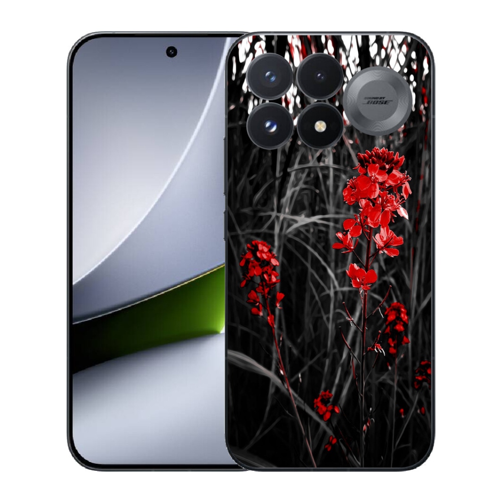 Gélový kryt mmCase na Xiaomi Poco F9 Pro 5G - červená rastlina