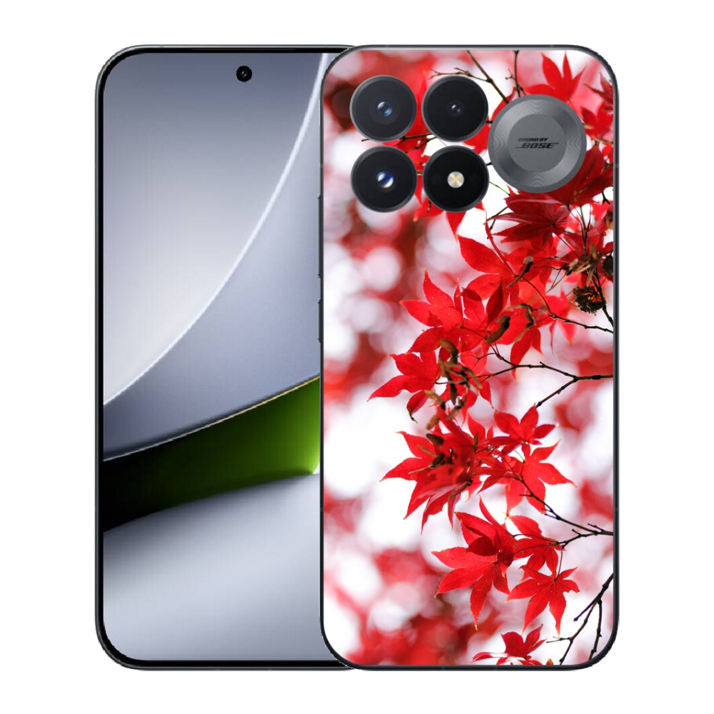 Gélový kryt mmCase na Xiaomi Poco F9 Pro 5G - červené listy
