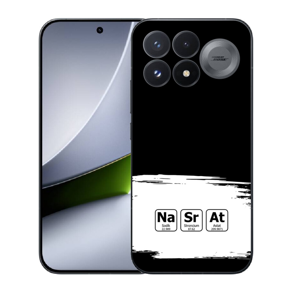 Gélový kryt mmCase na Xiaomi Poco F9 Pro 5G - chemické prvky bieločierne pozadie