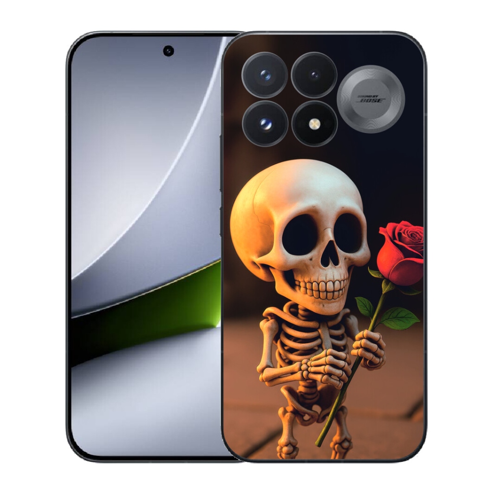 Gélový kryt mmCase na Xiaomi Poco F9 Pro 5G - kostlivec s ružou