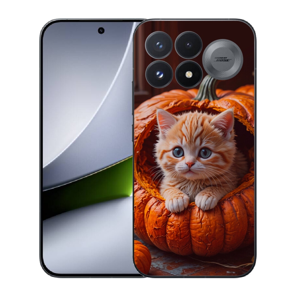 Gélový kryt mmCase na Xiaomi Poco F9 Pro 5G - mačiatko a tekvica 2