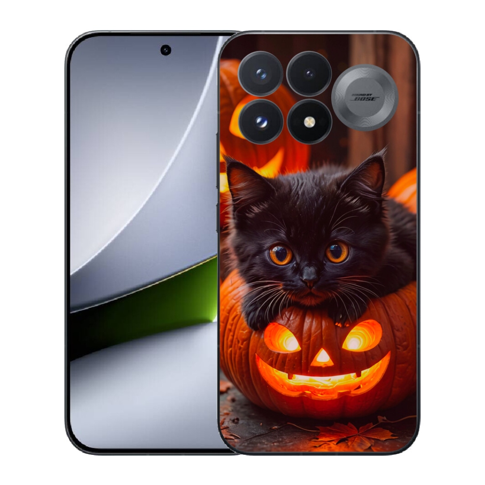 Gélový kryt mmCase na Xiaomi Poco F9 Pro 5G - mačiatko a tekvica